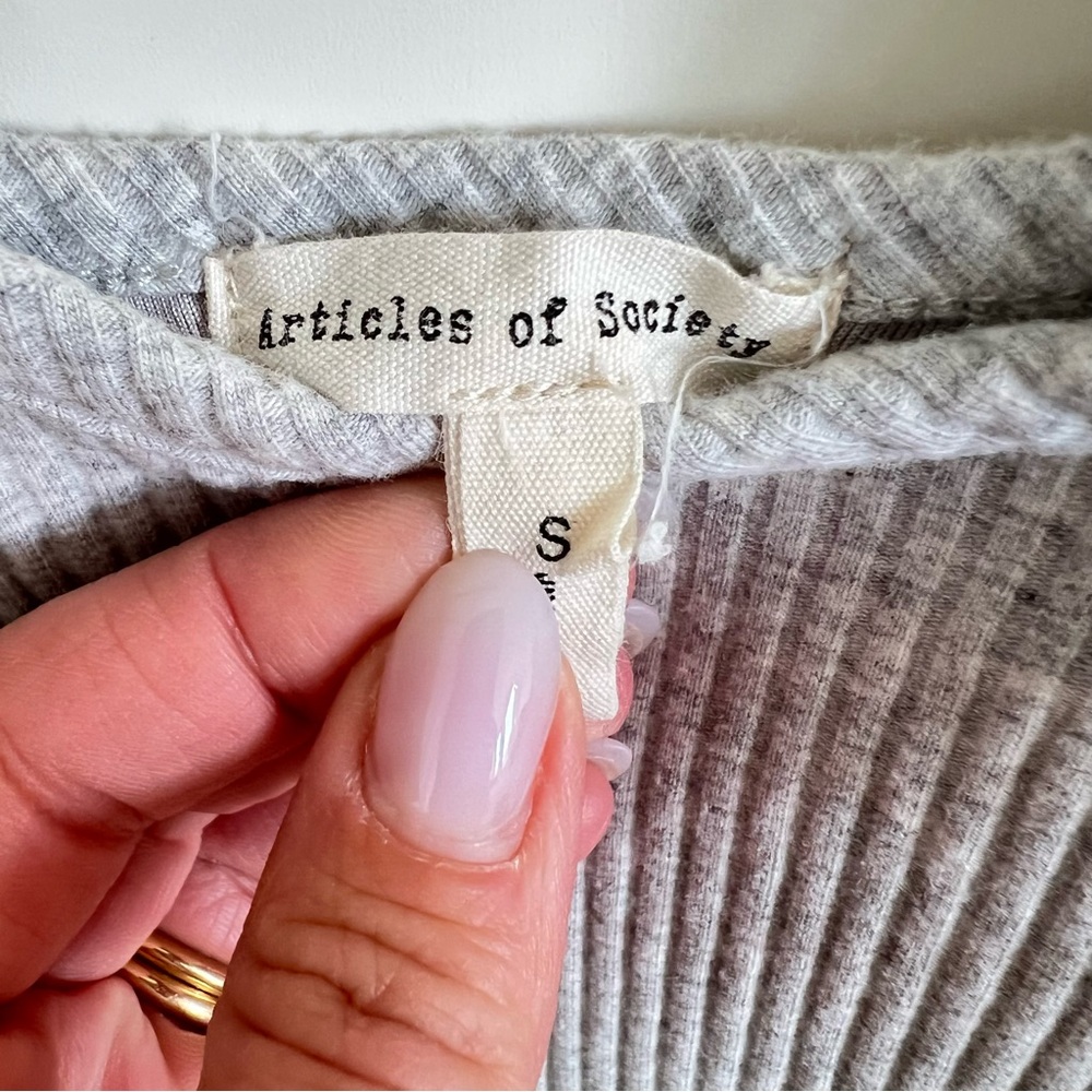 ARTICLES OF SOCIETY Ribbed Tank Bodysuit, Grey, S - Picture 8 of 12